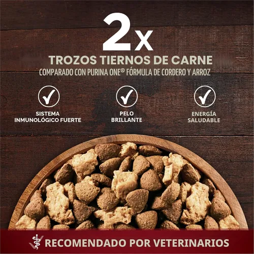 Miniatura 7 de Purina ONE Alimento seco natural para perros con alto contenido de proteínas, True Instinct con carne de res real y salmón con caldo de huesos