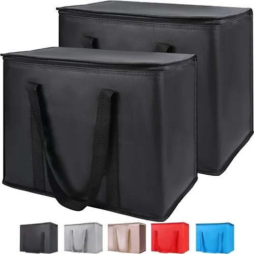 Miniatura 8 de Paquete de 1 bolsa aislada para entrega de alimentos con parte inferior dura, calentadores de alimentos comerciales XXXL para conductores de Negro