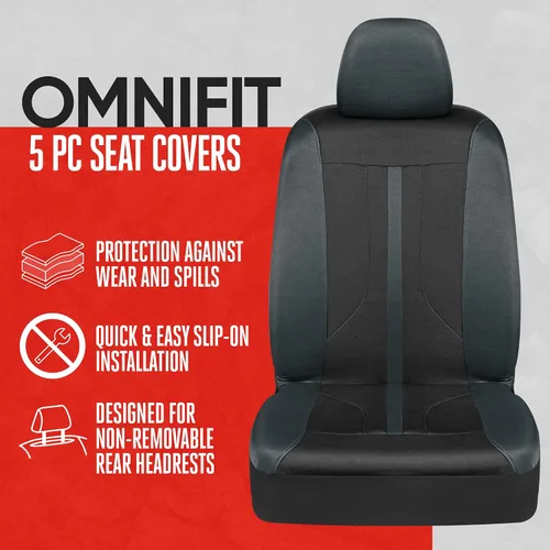 Miniatura 2 de Motor Trend Juego completo de fundas de asiento de automóvil negras y grises, fundas de asiento delantero y funda de asiento trasero, compatible