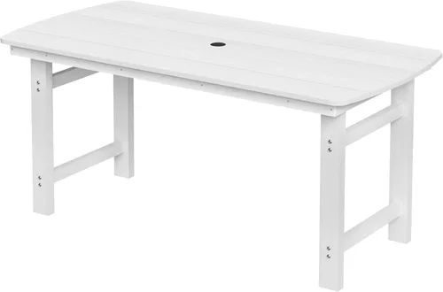 Miniatura 12 de Juego de comedor de patio al aire libre de HDPE con mesa y 6 sillas, juego de mesa y sillas de 7 piezas para todo clima, agujero para sombrilla de 2