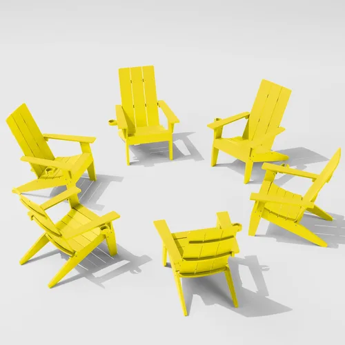 Miniatura 32 de MXIMU Silla Adirondack moderna resistente a la intemperie con portavasos, sillas de gran tamaño para hogueras Adorondic de plástico al aire libre