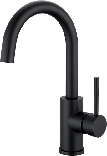 Grifos de fregadero de barra de un solo agujero, mini grifos de fregadero de cocina negro mate, una manija de 1 agujero, moderno grifo de fregadero