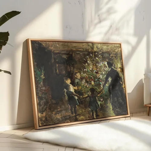 Miniatura 4 de Poster Master Impresión de pintura vintage de árbol de Navidad, póster retro de vacaciones, arte de invierno, diseño abstracto melancólico de pared
