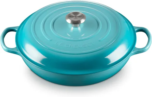 Miniatura 27 de Le Creuset Braiser Signature de hierro fundido esmaltado, 5 cuartos de galón, Flame Llama