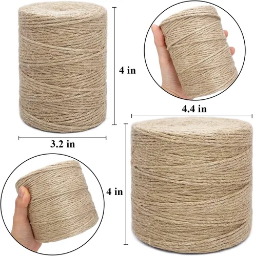 Miniatura 3 de Cuerda de yute de 1000 pies de 0.118 in de grosor natural para jardín, cuerda resistente para jardinería, agrupación, manualidades, manualidades