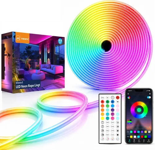 Miniatura 10 de Luces LED de neón en forma de cuerda, tira de luces de neón blancas cálidas de 16.4 pies/5m, tira LED impermeable flexible de 12V, luces de neón