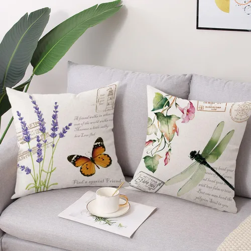Miniatura 4 de Juego de 4 fundas impermeables para cojín de primavera, uso al aire libre, de 18 x 18 pulgadas, con diseño de mariposa, libélula, mariquita y abeja