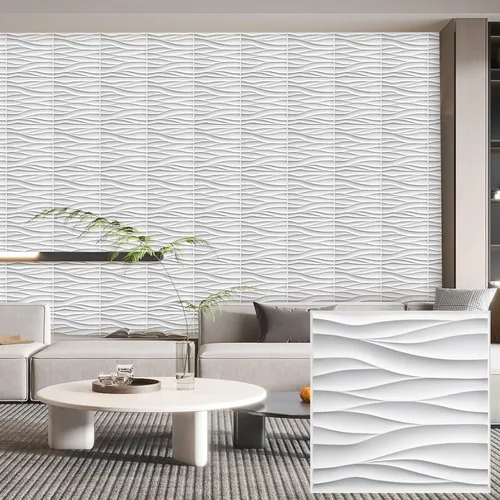 Miniatura 12 de Heikki Paquete de 30 Paneles de Pared 3D para Decoración de Pared Interior, Paneles de Pared con Textura de Flores de PVC para Sala de Estar