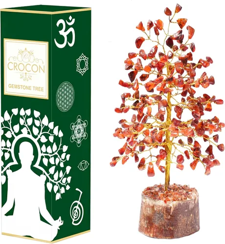 Árbol de la vida de cristal de cornalina – Chakra para energía positiva, piedra preciosa hecha a mano, decoración de Feng Shui, bonsái de dinero de