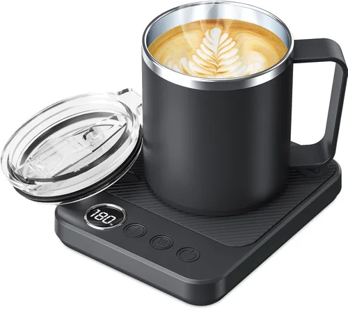 Calentador de Taza de Café y Juego de Taza para Escritorio, Calentador Eléctrico de Taza de Café con Taza Calentada de 16oz, Calentador de Café