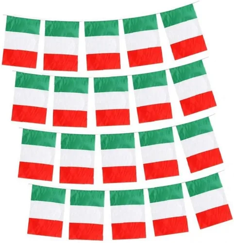 Miniatura 6 de 16.4 ft Bandera italiana Bunting poliéster Italia Bunting Decoración para eventos deportivos Fiestas callejeras Festivales y celebraciones 5.5x8.3 in