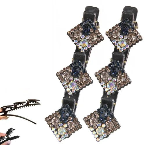 Miniatura 17 de Pinzas de pelo trenzadas para mujeres y niñas, 2025 nuevas pinzas de pelo con piedras de cristal brillantes, pinzas cortas de pico de pato