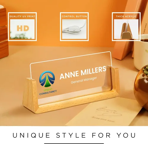 Miniatura 7 de Placa de Nombre Personalizada para Escritorio de Negocios, Regalo de Oficina Personalizado para Compañeros de Trabajo, Gerente, Jefe, Placa de Logo
