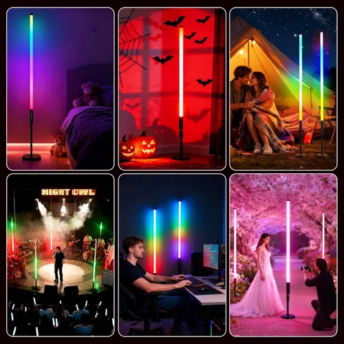 Miniatura 8 de Paquete de 6 tubos de luz RGB con soporte de 4 pies, varita de luz LED de 5000 mAh, 5000 mAh, 500 efectos de iluminación, barra LED portátil