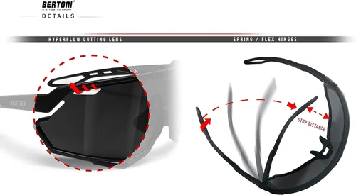 Miniatura 5 de Bertoni Gafas de sol deportivas para ciclismo MTB Running para hombres y mujeres en TR90 lente ancha antivaho mod. ALPHA NUEVO Negro brillante/verde