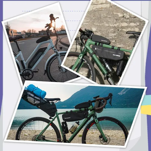 Miniatura 7 de ROCKBROS - Bolsa de tubo superior para bicicleta, 100% impermeable, bolsa para marco frontal de bicicleta, bolsa de accesorios de bicicleta para MTB