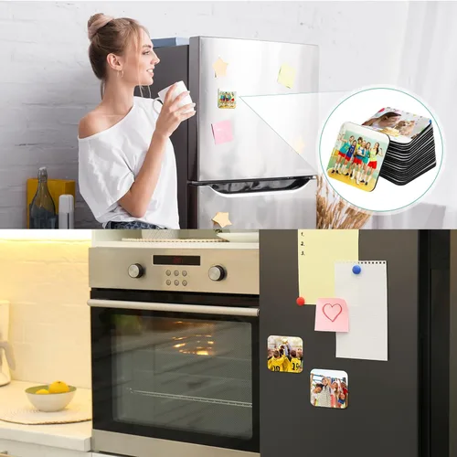 Miniatura 4 de Flutesan 24 imanes de sublimación en blanco de 3 x 3 pulgadas para refrigerador, imanes cuadrados de sublimación para nevera, imanes en blanco MDF