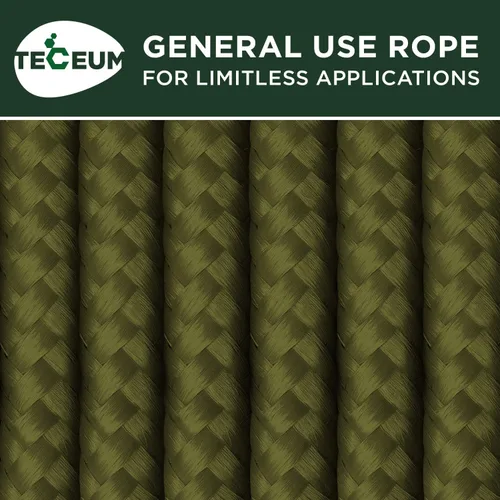 Miniatura 9 de TECEUM Cuerda – 90 pies x 1/4 pulgada (7mm) – Verde Ejército – Cuerda Utilitaria Versátil y Resistente – Acampada, Artesanía, Asta de Bandera