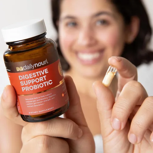 Miniatura 5 de Daily Nouri Probióticos de apoyo digestivo para mujeres y hombres Hinchazón y alivio de gases 3 cepas clínicamente estudiadas + Omega