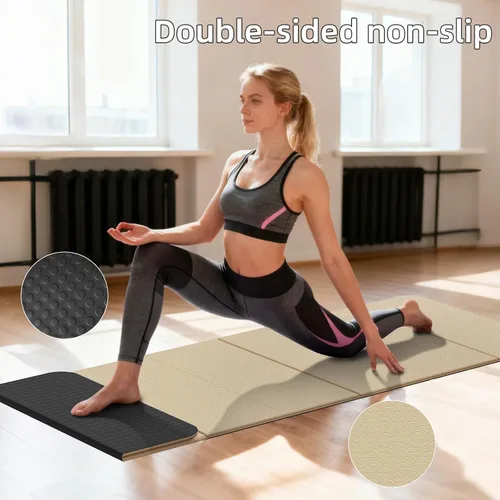 Miniatura 3 de Tapete de yoga plegable de 0.39 pulgadas de grosor, extra grande, material TPE, antideslizante, fácil de llevar, adecuado para entrenamiento