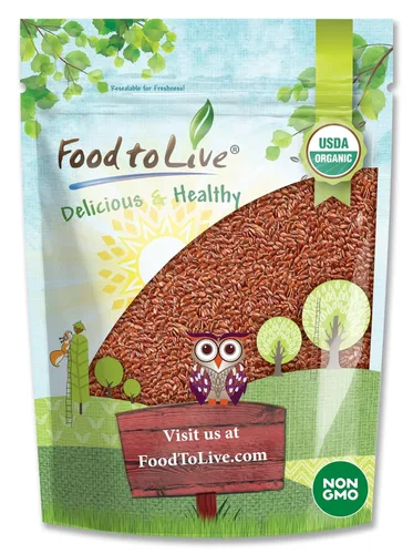 Food to Live Semillas de lino marrón orgánico, 4 libras, semillas de lino crudas enteras, sin OMG, sin tostar, secas, kosher, veganas. Ricas en