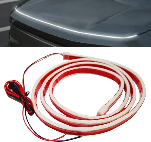 1 pieza de tira de luz LED flexible impermeable para capó de coche tipo guía de luz de separación central Tira de luz LED de escaneo para coche,