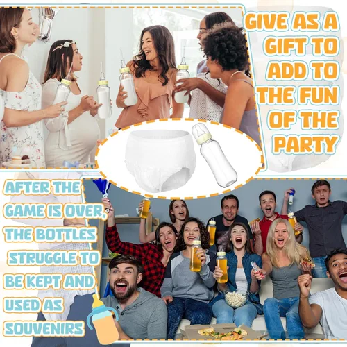 Miniatura 7 de Hushee 6 Sets de Juegos Divertidos de Botellas de Plástico para Baby Shower, Juegos Para Biberones de Plástico, Pañales Desechables, Regalos