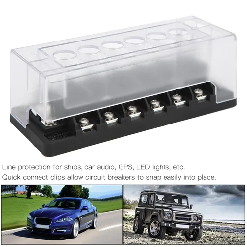 Miniatura 4 de Raguso Caja de 6 vías Coche Bloque Línea Disyuntor Estaño Plateado Cobre Independiente Circuito Buena Conductividad para Faros de Coche Navegación