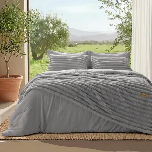 Miniatura 13 de Bedsure Gentlesoft™ Juego de edredón individual 2 en 1 y manta esponjosa desmontable, juego de ropa de cama beige para uso en todas las estaciones