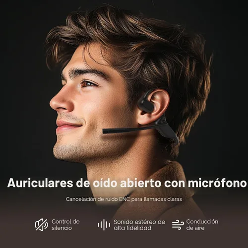 Miniatura 2 de CXK Auriculares de oreja abierta con micrófono, auriculares inalámbricos con cancelación de ruido AI, Bluetooth 5.3, auriculares Bluetooth