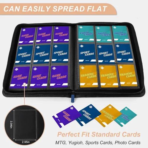 Miniatura 5 de Carpeta de tarjetas intercambiables, carpeta de álbum, para MTG, béisbol, fútbol, tarjetas deportivas, fácil de usar (azul, 432 bolsillos)