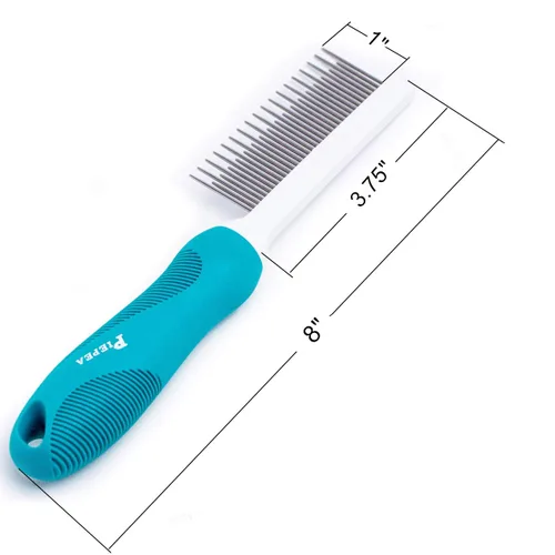 Miniatura 2 de Peine para mascotas, peine de dientes largos y cortos para perros y gatos, peine de pelo de mascotas para kit de aseo en el hogar, elimina nudos