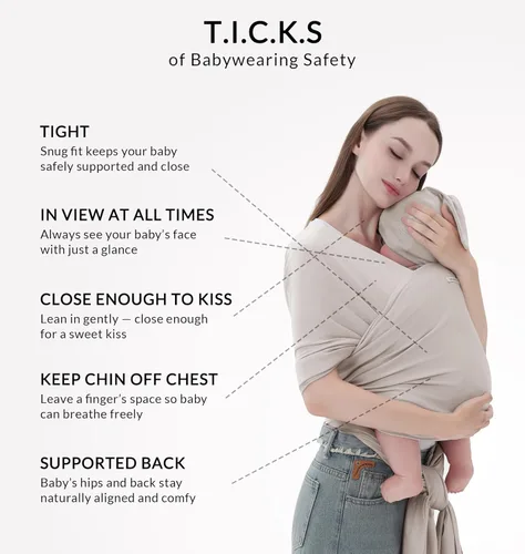Miniatura 4 de TADO MUSLIN Portabebés para recién nacidos a niños pequeños (8-35 libras), eslinga modal suave elástica, transpirable para todas las estaciones