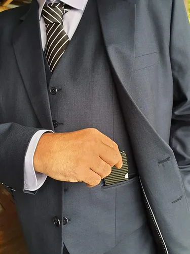 Miniatura 7 de Monedero minimalista rígido para hombres - RFID bloqueo de fibra de carbono Monedero clip