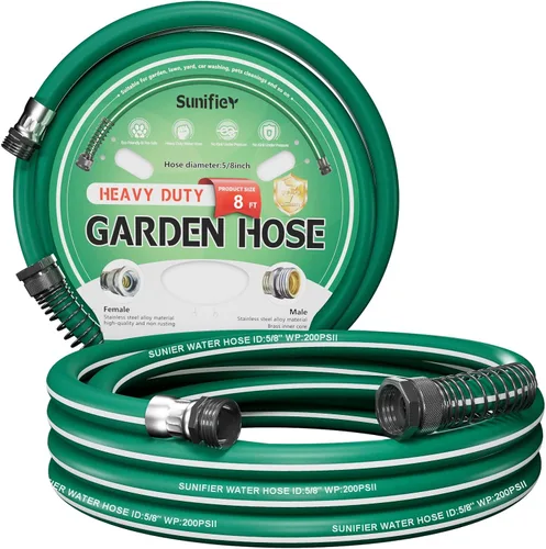 Miniatura 12 de Manguera de jardín corta de 10 pies 15 pies - Manguera de agua híbrida para exteriores con accesorios sólidos - Manguera de jardín flexible, sin