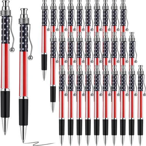 Tenare 32 bolígrafos de tinta de gel negra con temática patriótica de Estados Unidos de 0.039 pulgadas, Día de la Independencia, 250 aniversario,