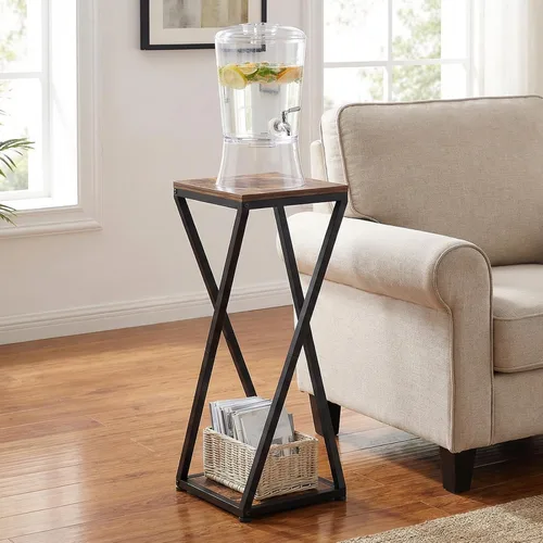 Miniatura 6 de Soporte alto para plantas de 2 niveles para interiores, mesa auxiliar cuadrada pequeña para el hogar 32.5" Height, Small Square Drink Table