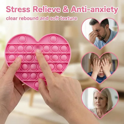 Miniatura 6 de Juguetes sensoriales antiestrés para niñas y niños pequeños, con forma de corazón rosa, alfabeto en relieve, juguete sensorial calmante