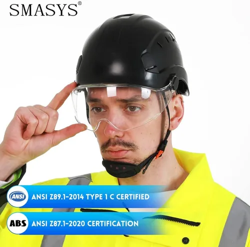 Miniatura 6 de SMASYS Casco de seguridad ABS ajustable con visera de suspensión de 6 puntos perfecto para construcción y escalada
