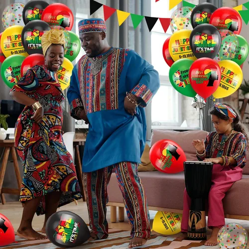 Miniatura 5 de 50 globos de látex para decoración de fiesta patriótica negra del Día de la Libertad, globos de látex para el Día de la Independencia Afro Americana