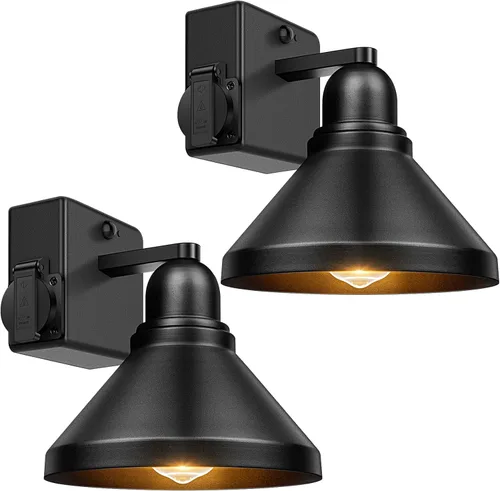 Miniatura 8 de Brightever Luces de Porche de Cuello de Ganso para Exteriores, Paquete de 2 Accesorios de Luz de Granero Exterior Estilo Granja, Lámparas de Pared