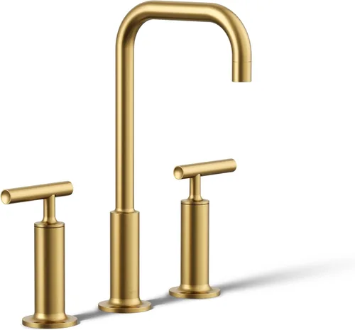 KOHLER K-14408-4-2MB Purist - Grifo de lavabo de baño generalizado, 3 agujeros, manijas de palanca alta generalizadas y boquilla de cuello de cisne