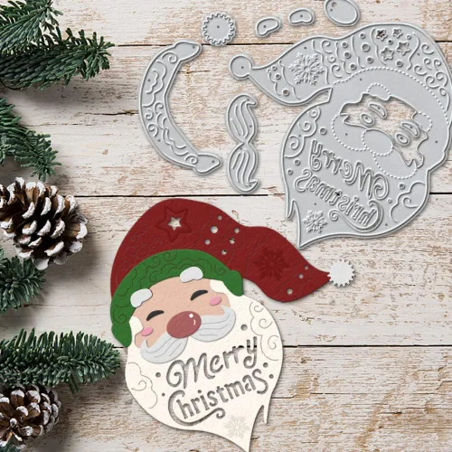 Miniatura 4 de Troqueles de corte de metal de Papá Noel de Navidad para suministros de fabricación de tarjetas, troqueles de Navidad de Papá Noel troquelado