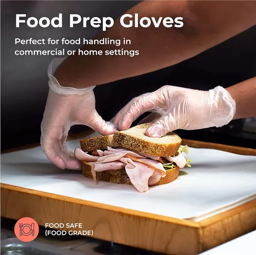 Miniatura 6 de Fit Meal Prep Paquete de 100 guantes desechables de vinilo para preparación de alimentos, sin látex, sin polvo, ideales para cocina, baño, hogar