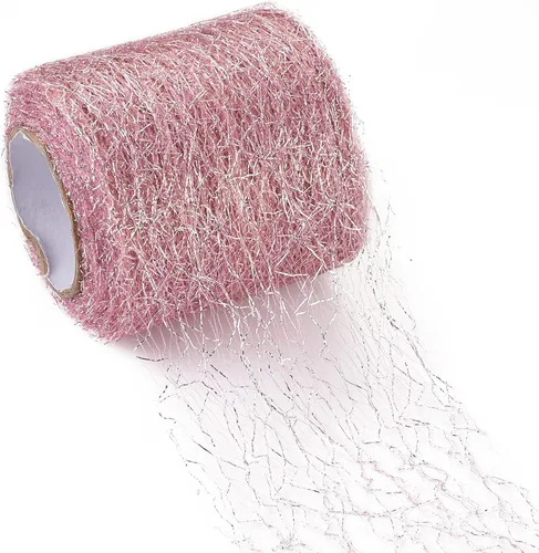 Miniatura 11 de KISSITTY 1 rollo/20 yardas de tela de telaraña de oro negro de 2.953 in, rollo de tela de malla de tul con agujero grande para falda, pompones