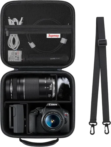 Funda rígida de transporte para Canon EOS Rebel T7 / T8i / T5 / R50 / R100 / T6 / R8 / R10 / R5 Mark II / R7 / R5 / T100 DSLR cámara, lente, trípode