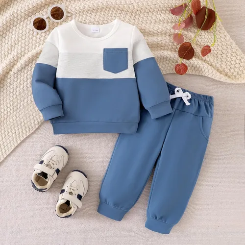 Miniatura 77 de Ropa de otoño e invierno para bebé, trajes de niño pequeño, sudadera de manga larga, sudadera de retazos y pantalones, 2 piezas, 12 meses a 5 años