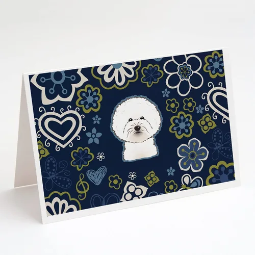 Miniatura 6 de Caroline's Treasures BB5095GCA7P - Tarjetas de felicitación y sobres con diseño de flores azules y sabuesos afganos, paquete de 8 tarjetas en blanco