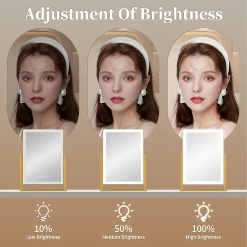 Miniatura 3 de Kotdning Espejo de tocador con luces, espejo de maquillaje LED de 16.7 x 13.1 pulgadas, espejo de maquillaje iluminado con luces, control táctil