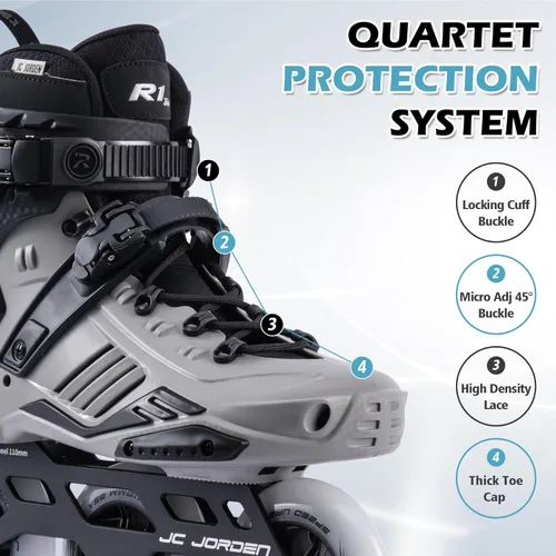 Miniatura 3 de Patines en línea para mujeres y hombres, 3 ruedas de 4.331 in con carcasa exterior duradera, patines profesionales de carreras de velocidad para Gris